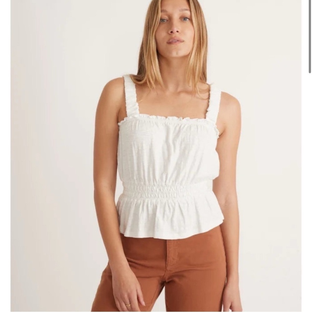 NEW Marine Layer Dylan Smocked Off White Cream Tank